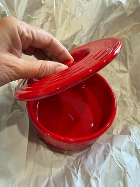 Bauer Bright Red Glazed Ceramic Dish